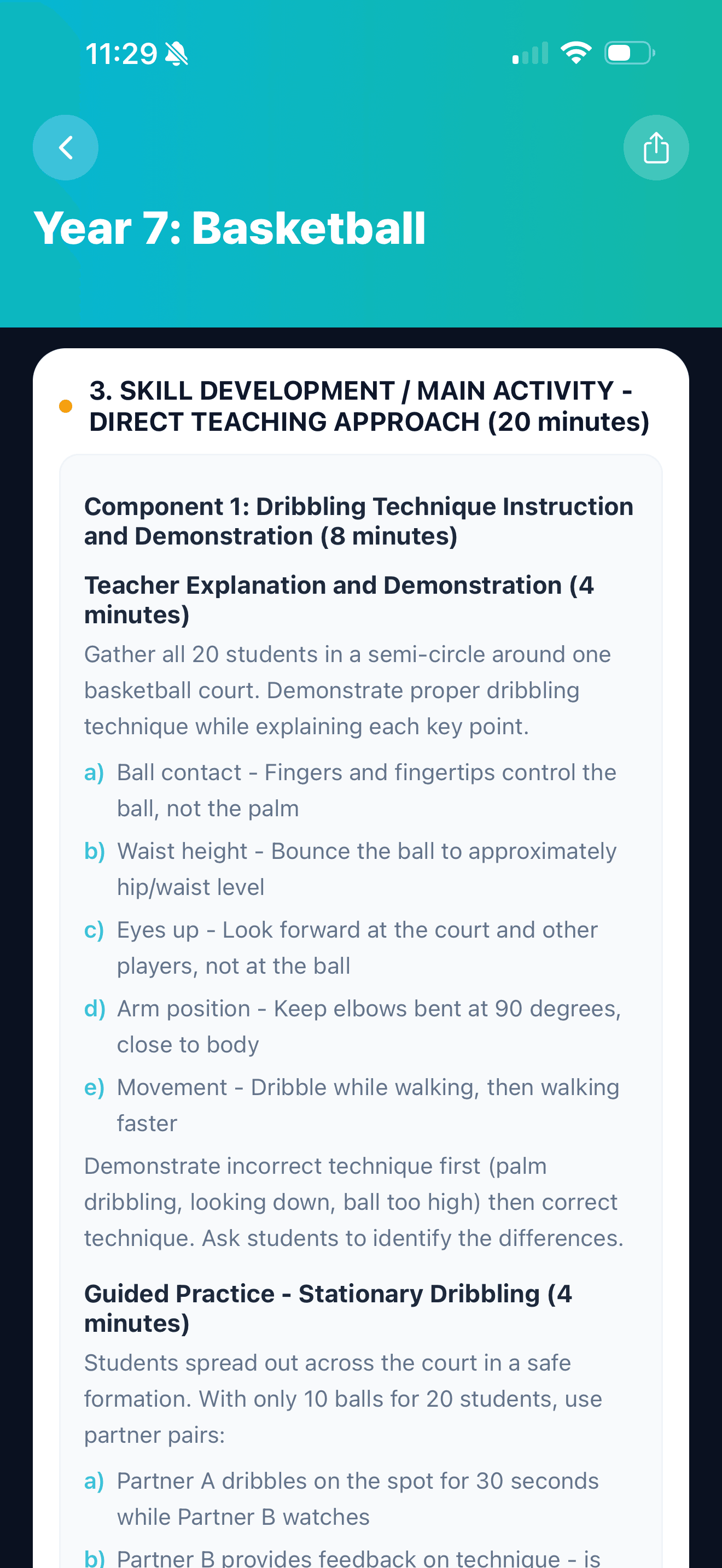AI Lesson Planner screen